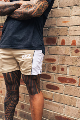 FKZ. TRACK SHORTS - BEIGE / WHITE