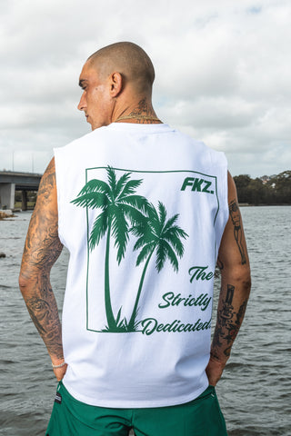 FKZ. PALM SINGLET - WHITE / GREEN